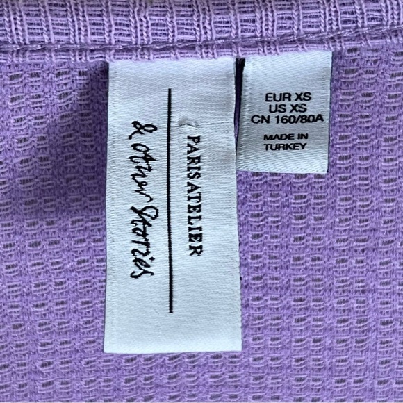 & OTHER STORIES Puff Sleeve Wrap Mini Dress Size XS Lavender Purple Ruffle - Picture 10 of 15